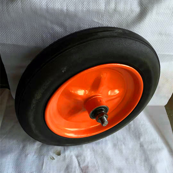 300-8充气/实心轮胎独轮车轮胎推车带轴独轮轱辘 军绿色