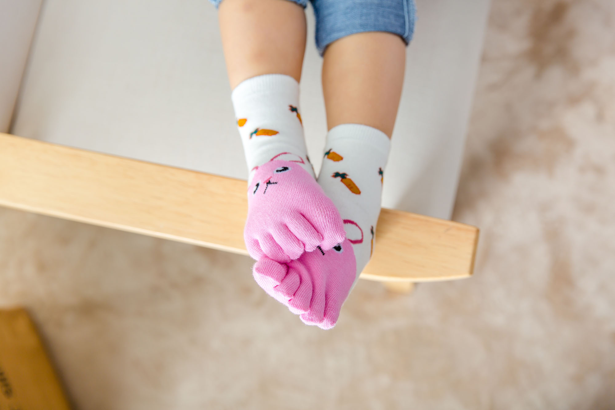 俞兆林儿童棉纯五指袜男女宝宝短筒卡通绣花动物分趾袜子 童袜动物