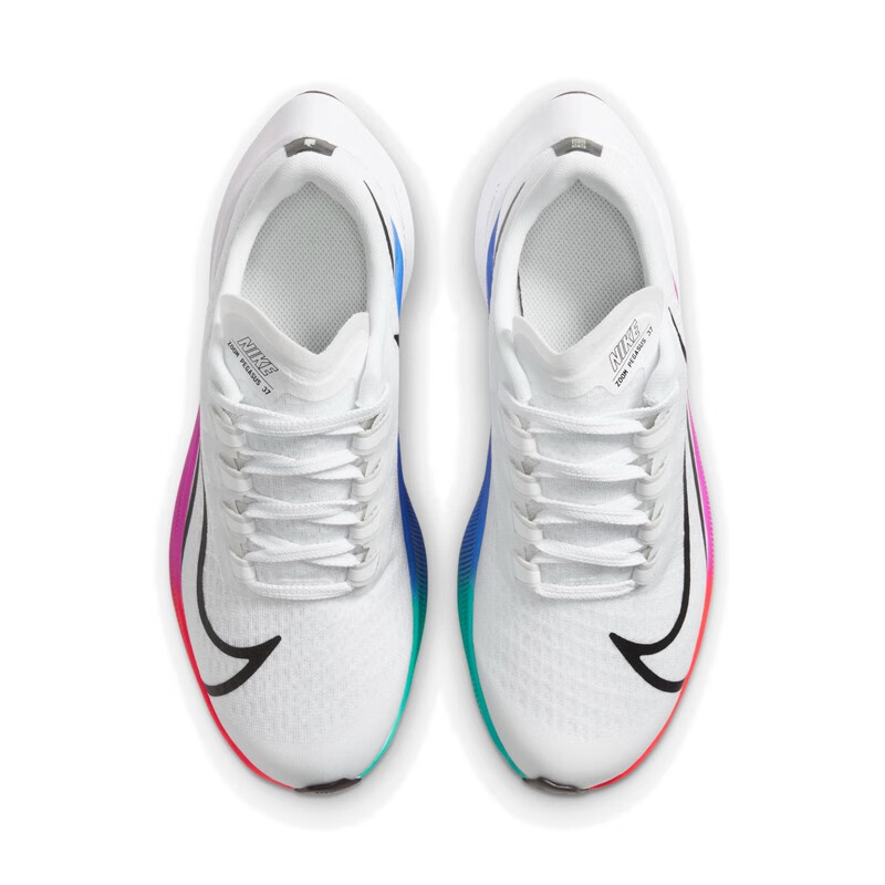 nike2f耐克 pegasus 白彩虹飞马37 气垫缓震 运动跑 跑步鞋 女鞋 cj20