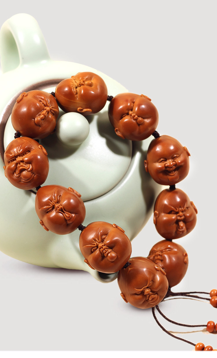 盘道苏工精品核雕十分开心橄榄核手串胖子百态橄榄胡铁核怒佛