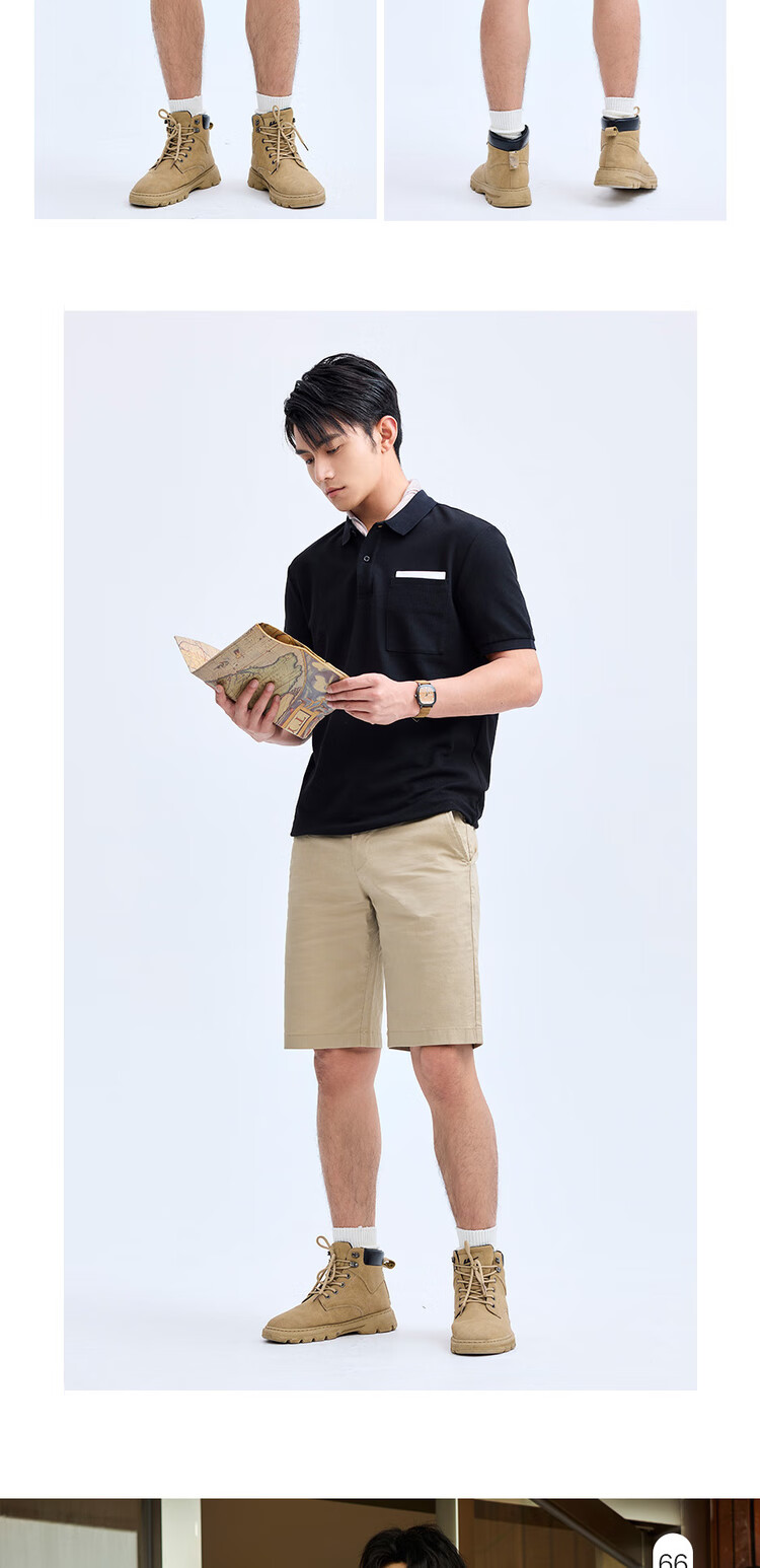Giordano Casual Shorts for Men, Elastic Lycra Cotton Woven Pants, Mid-Rise Thin Five-Point Shorts for Men, 01104341 11