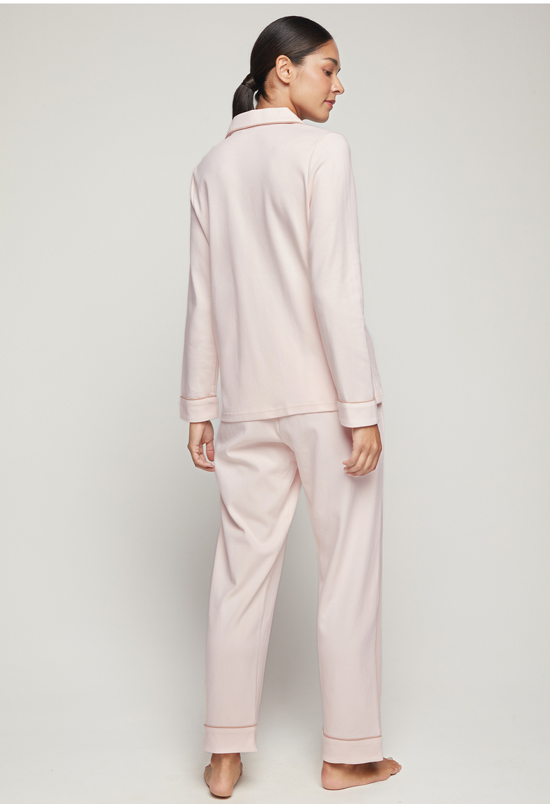 爱慕睡衣女士家居服秋季鹿苑棉意棉质开襟长袖长裤分身套装am466411