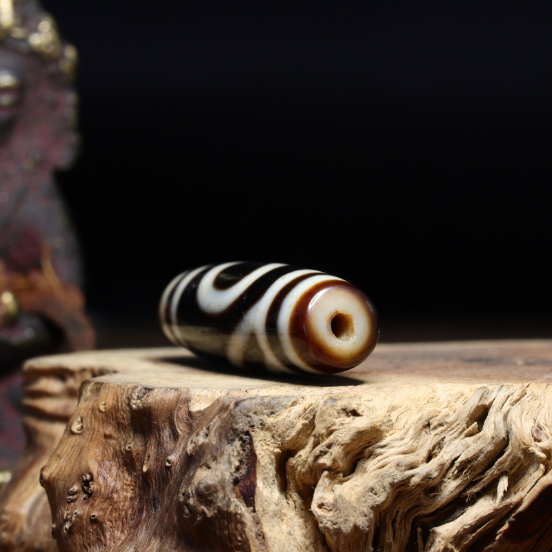 西藏大昭寺天然九眼天珠藏式横款锁骨链天珠满朱砂藏式竖款