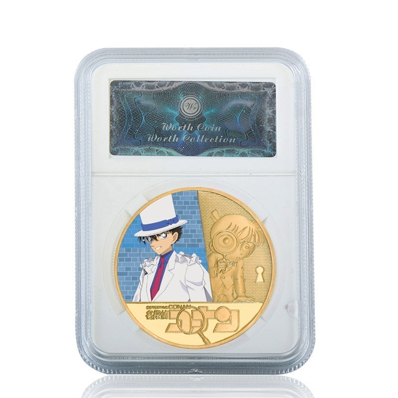 怪盗基德硬币名侦探柯南纪念币模型公仔动漫手办幸运金币摆件工藤新一