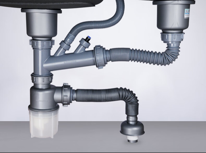 潜水艇厨房水槽双洗菜盆下水管配件洗碗池下水器套装单双槽排水管 【