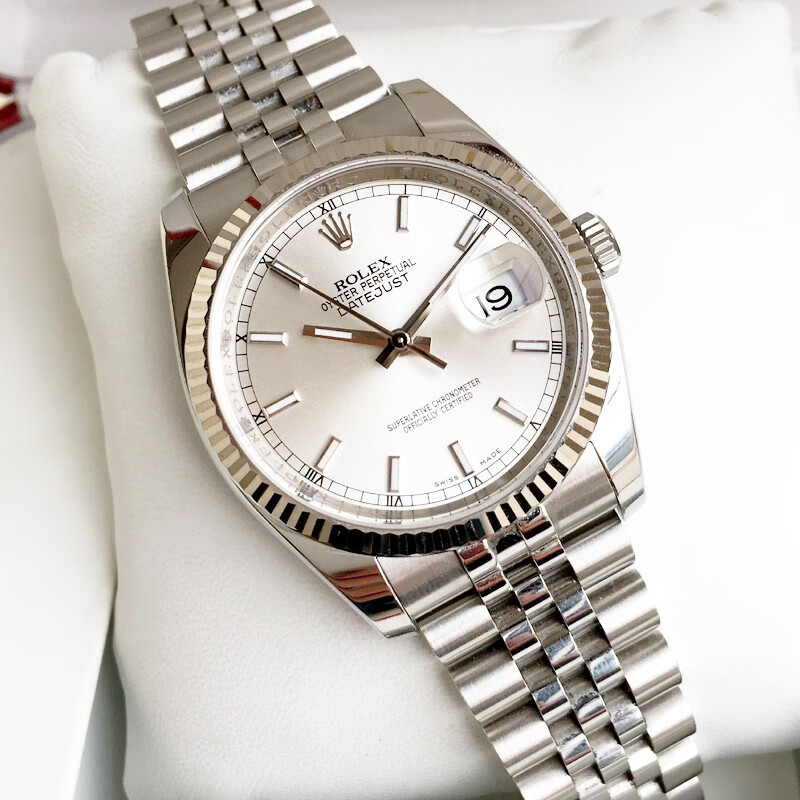 二手95新劳力士116234日志型系列精钢银盘18k白金圈日历自动机械男士