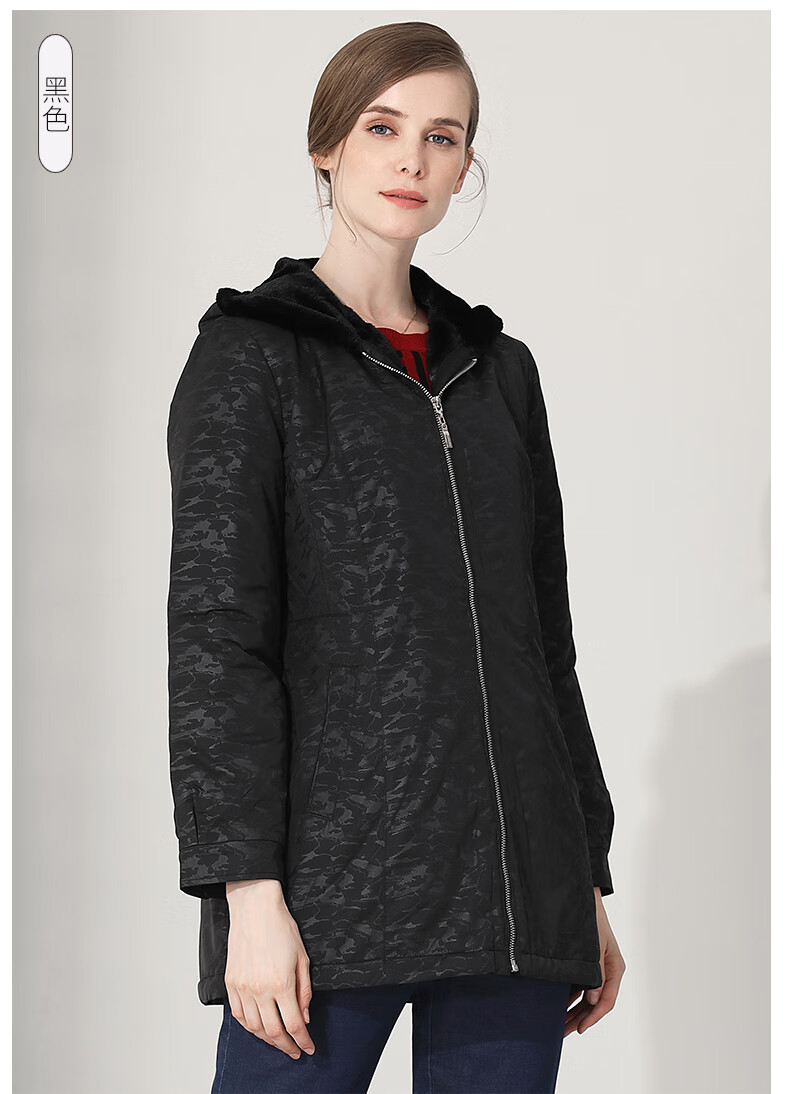 米兰登秋冬新款中老年女装妈妈装时尚连帽加厚保暖棉衣女宽松舒适气质