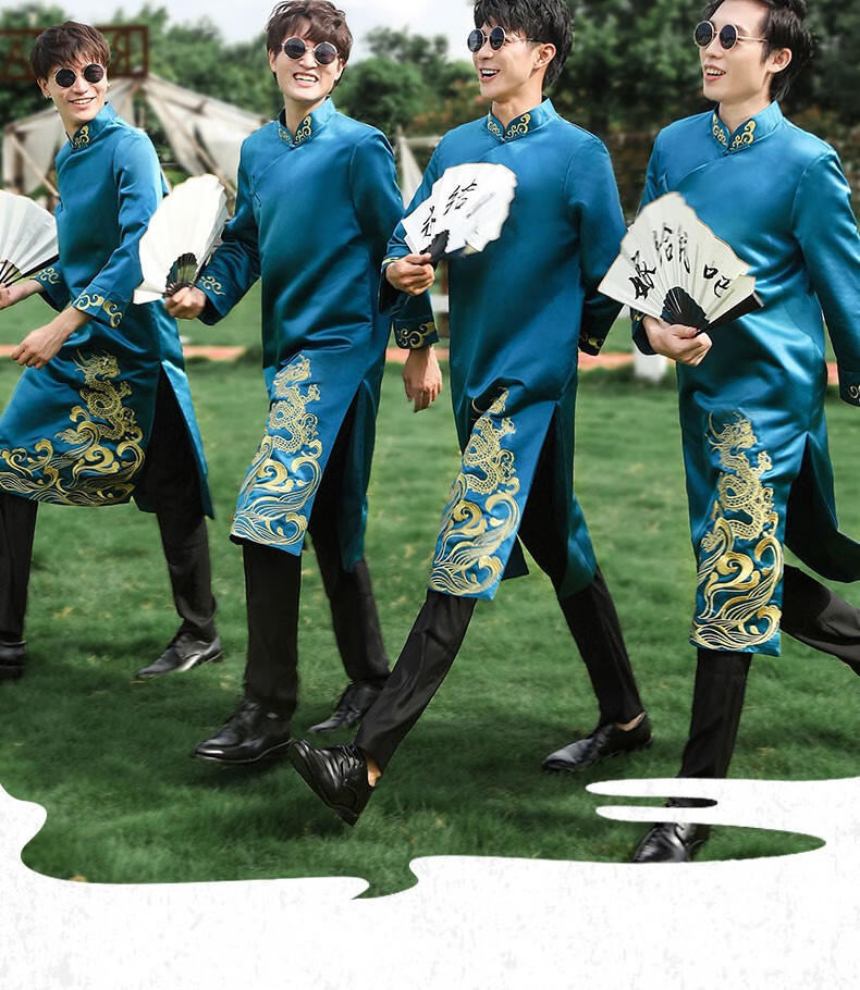 伴郎服套装中式伴郎礼服中式婚礼伴郎服伴郎服中式夏季男兄弟装大码