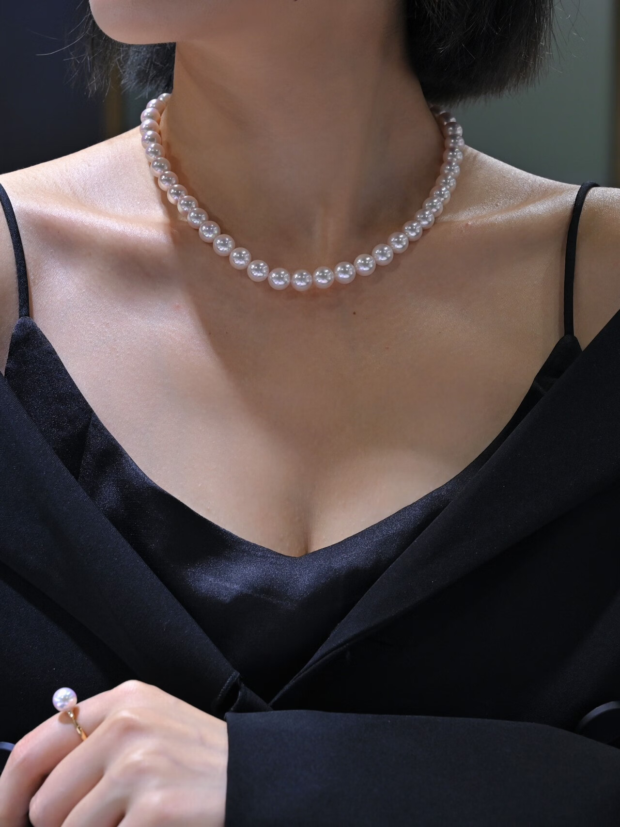 日本akoya海水珍珠项链天女级妈妈链品质 镜面正圆串珠极光小灯泡 6.