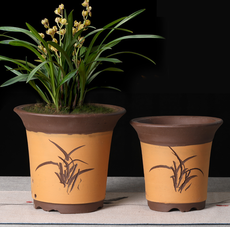 紫砂花盆特大号君子兰花盆阳台专用地面种菜清仓特价陶瓷花盆 dsj007