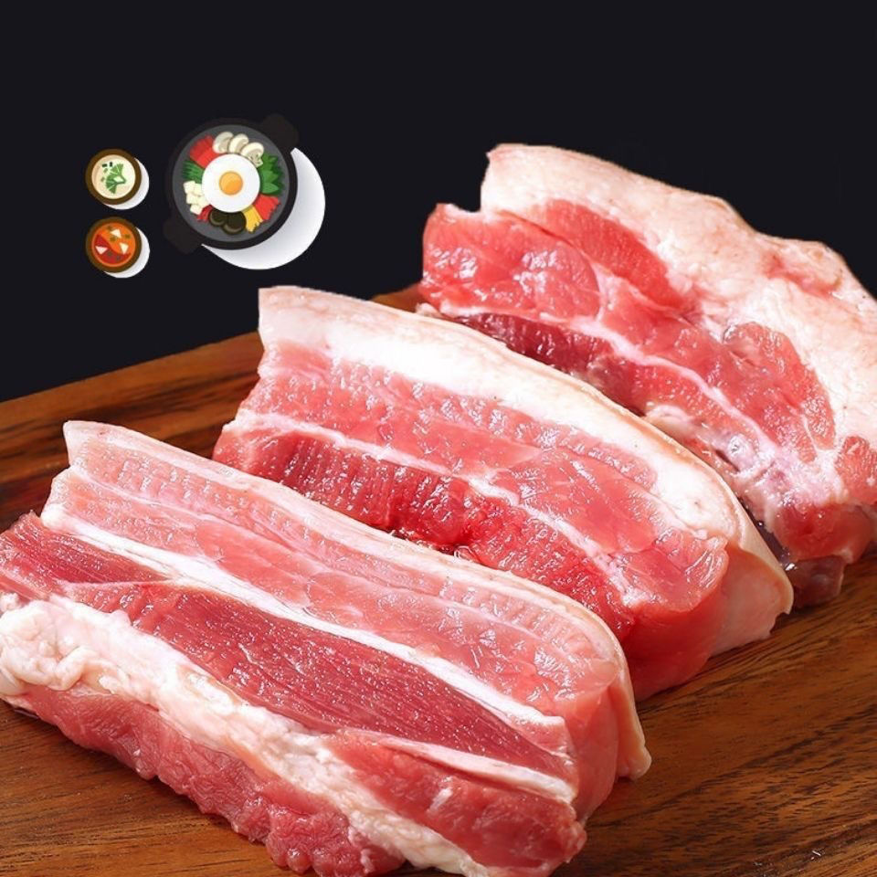 带皮五花肉猪肉整块散养土猪黑猪肉新鲜现杀三线精五花肉整箱批发新鲜