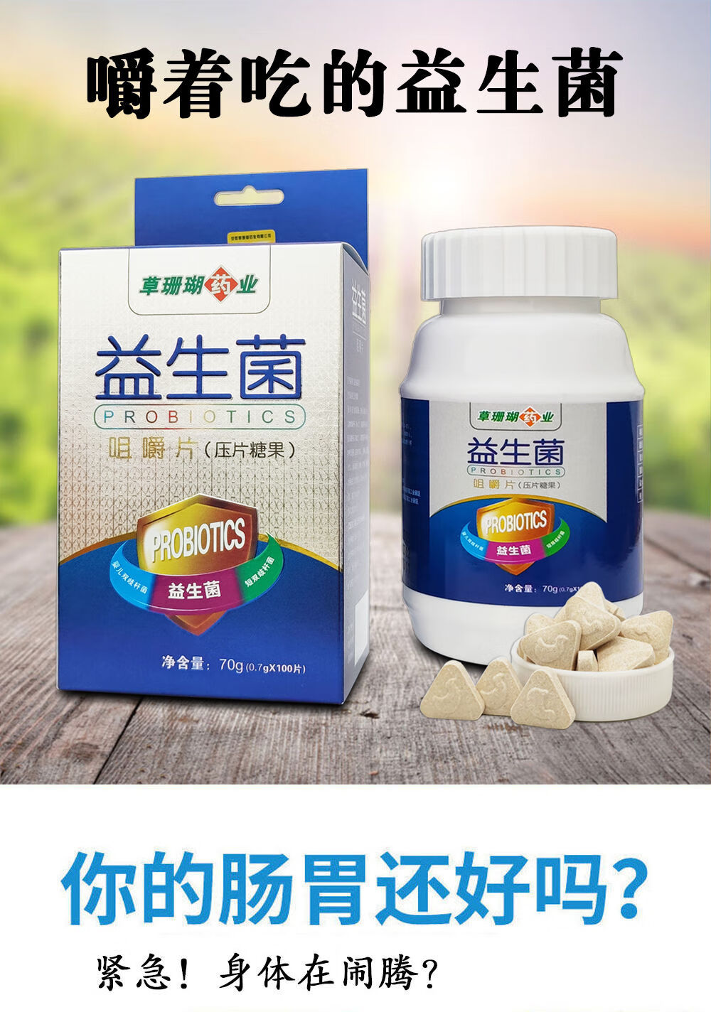 益生菌咀嚼片100片肠道益生菌嚼片儿童成人肠胃好轻松嚼着吃 2_盒(200