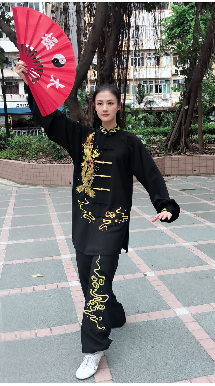 龙凤男女中国风太极拳表演服 男款绣龙【秋冬--加厚珠麻】【图片 价格
