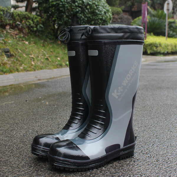 钢头防穿刺劳保雨鞋防砸防刺防水工地靴子男款高筒钢头防砸安全雨鞋