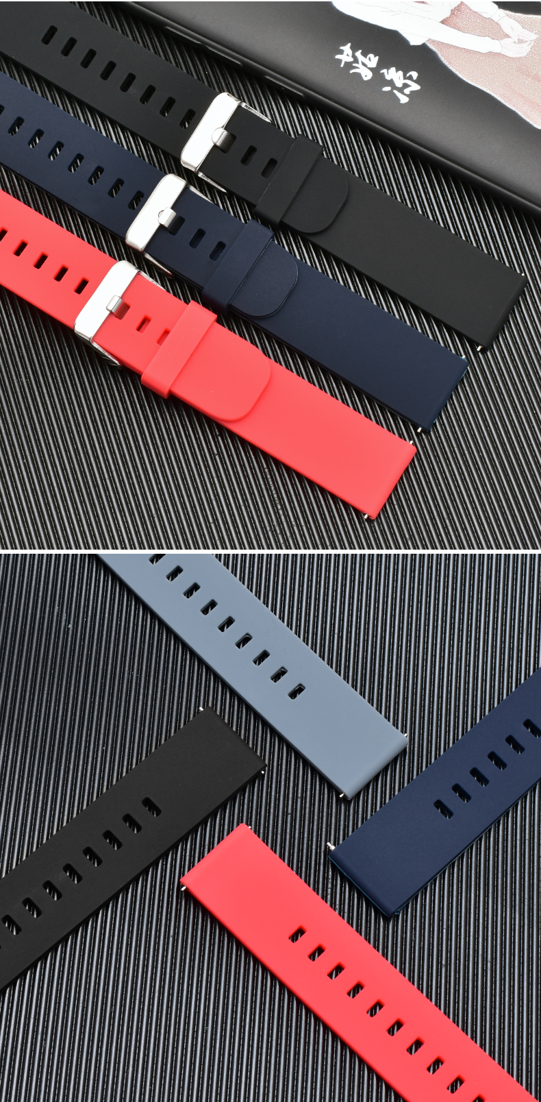 适配ticwatch12手表带三星galaxywatchactive华米gtr防水硅胶表带灰色