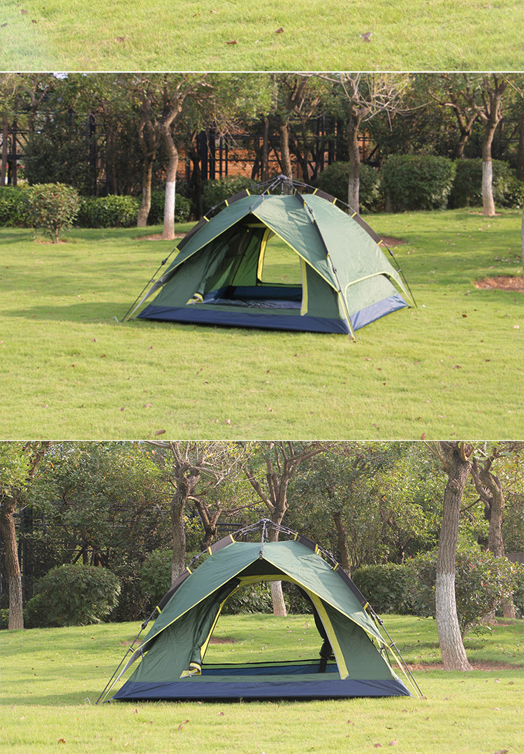 户外双人双层露营帐篷3-4人防雨野外家庭野营全自动帐篷 液压自动帐篷