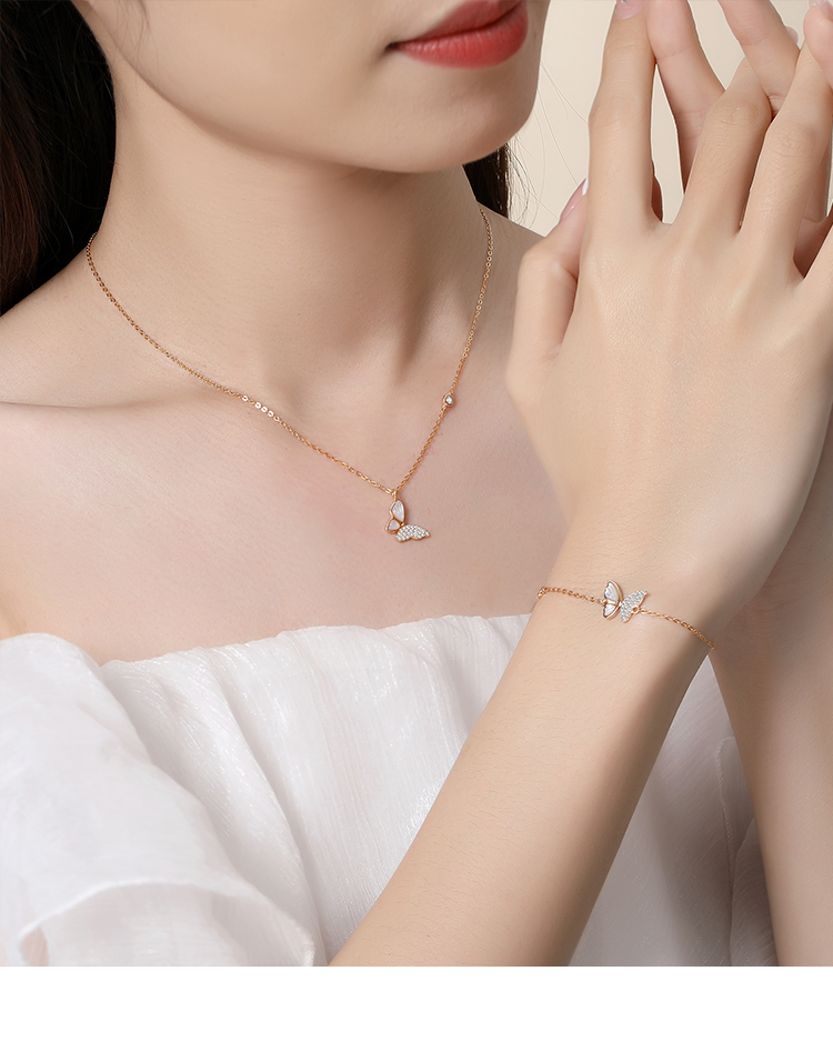 century kindle 贝壳蝴蝶项链女高端轻奢小众简约气质时尚饰品银饰