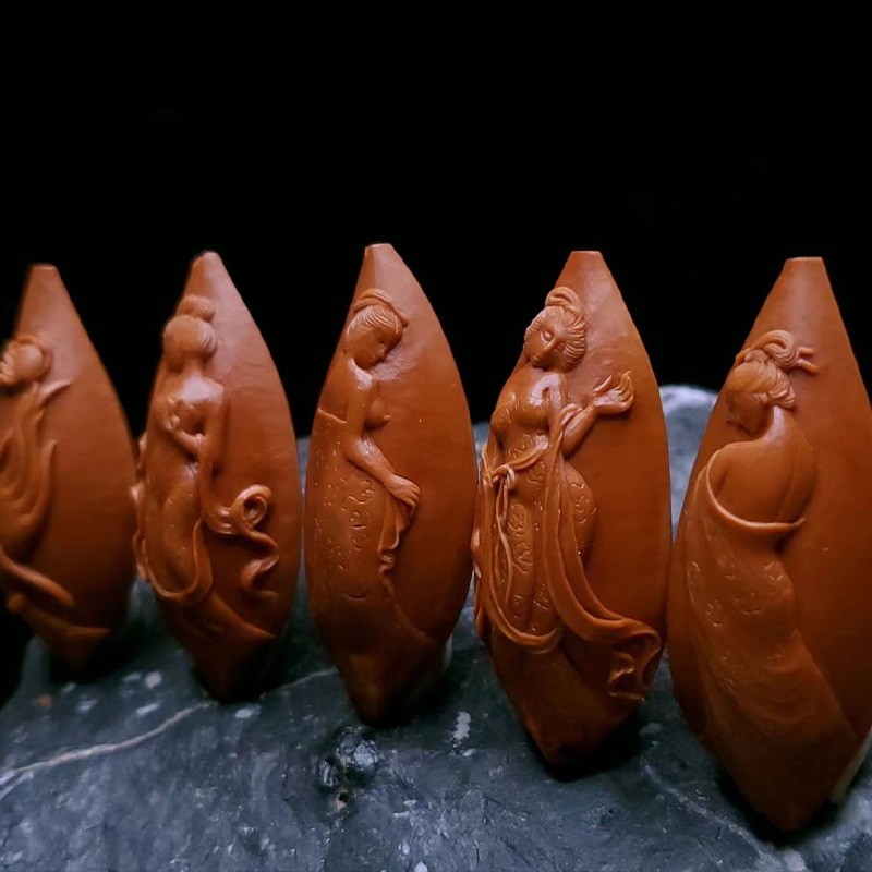 苏魅儿 橄榄核单籽 四大美女 橄榄核雕文玩单籽男士手把件吊坠 吴斌方