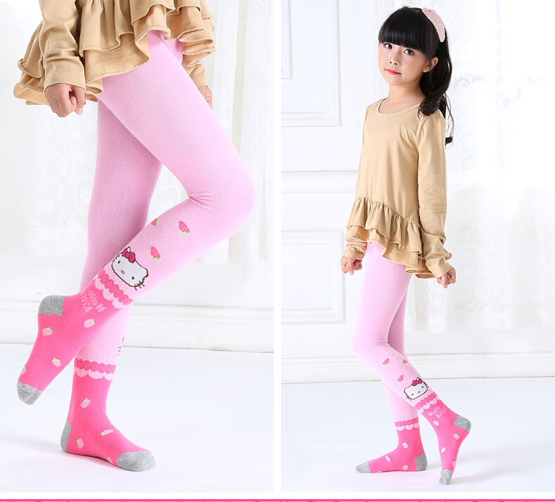 迪士尼官同款hellokitty儿童连裤袜女童打底裤纯棉宝宝袜子春秋薄款