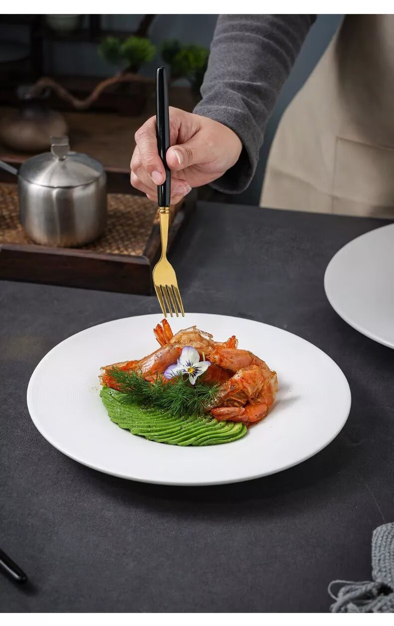 位菜位上菜盘白色盘子感摆盘酒店饭店专用创意餐具高颜值餐盘 10英寸