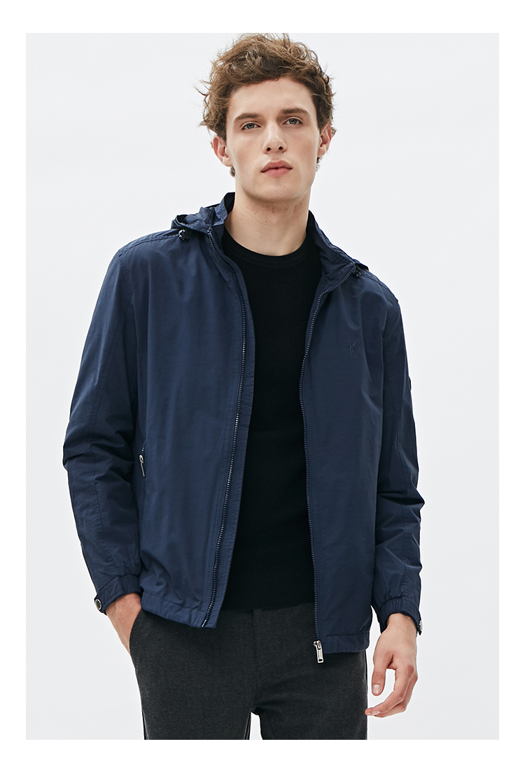 polo sport保罗夹克2019秋冬新品韩版商务休闲连帽上衣外套男 黑色 l