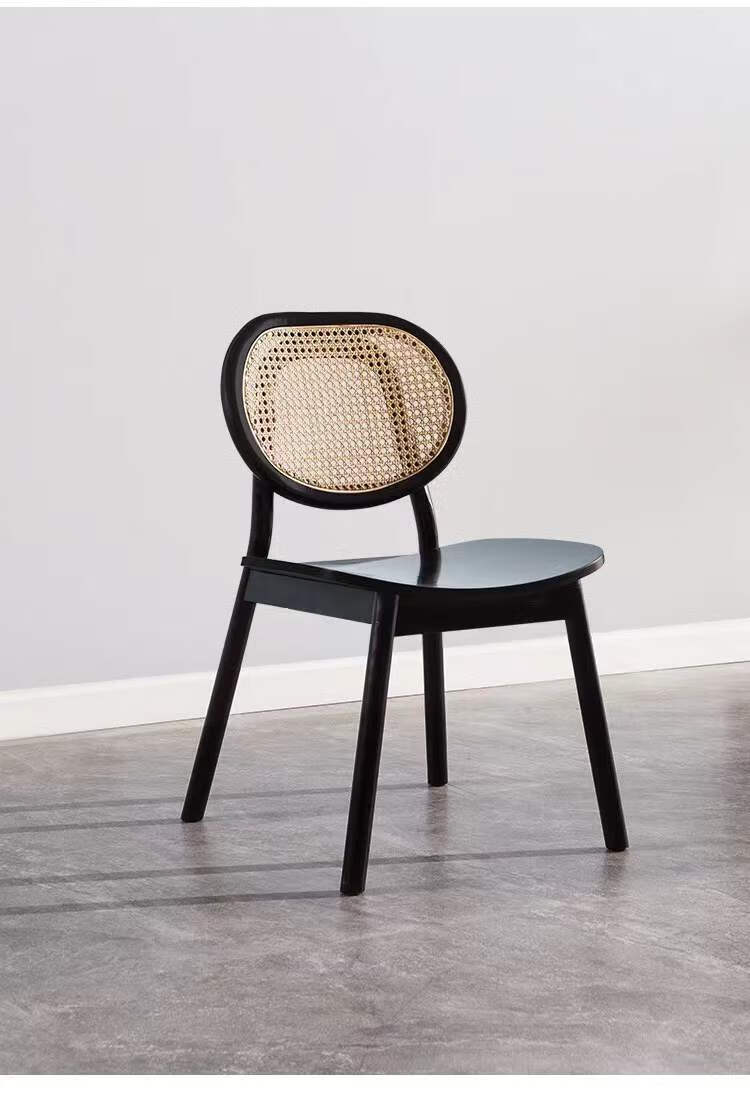 贝意品北欧实木藤编椅天然真藤折叠无扶手椅子家用阳台休闲藤椅 印尼