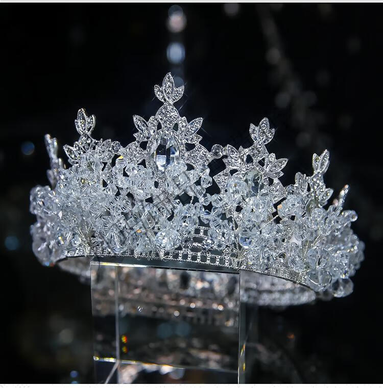 新娘头饰新娘结婚皇冠婚纱大气森系发饰水晶王冠仙美婚礼饰品妍宁 思