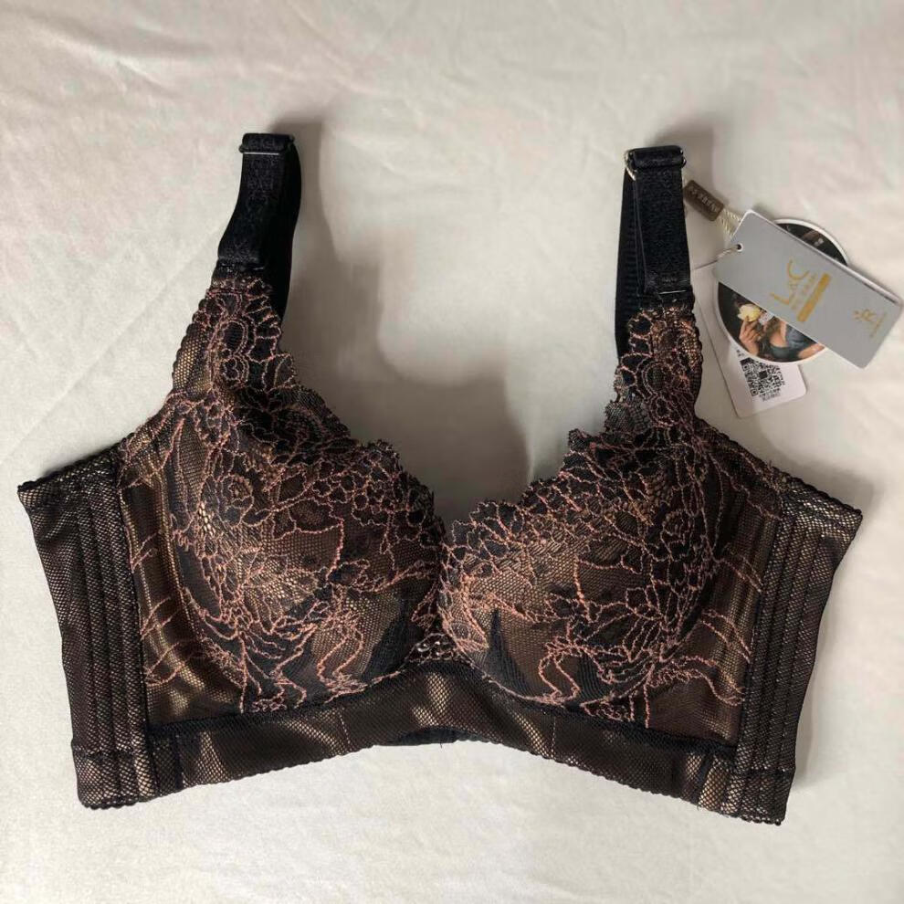 hkxn瑞法斯文胸厚杯140422小胸聚拢上托内衣性感收副乳调整型胸罩黑色