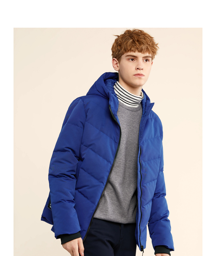 真维斯羽绒服男冬季连帽中厚鸭绒外套jw 彩蓝2671 xl