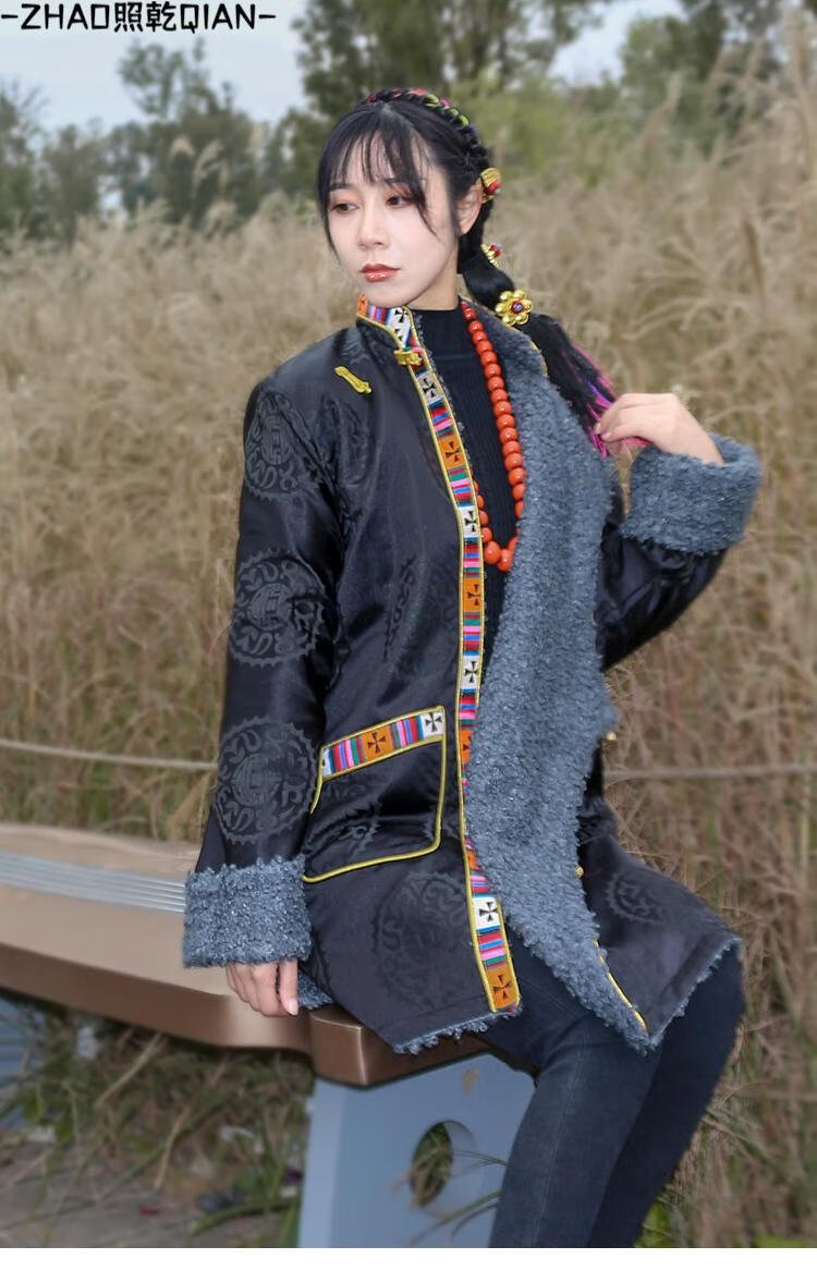 冬天穿的新款藏装女长款藏服外套西藏民族风棉缎加绒带毛保暖女式藏袍