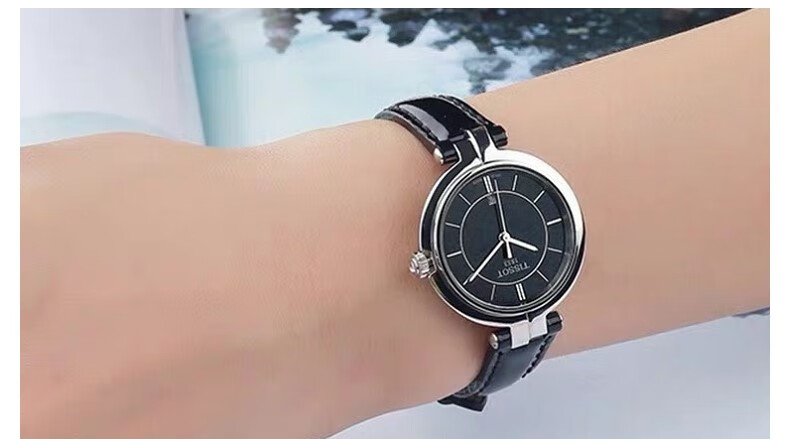 适配于天梭t094真皮1853表带弗拉明戈trend系列凹口t094210a女 红色无