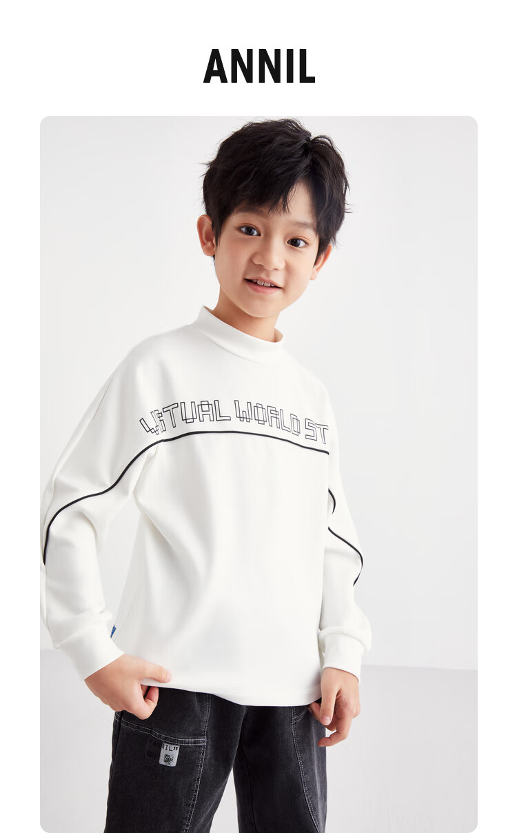 帅气简约百搭款 t恤2022年秋装 男童中领长袖 新款 150cm - 儿童t恤