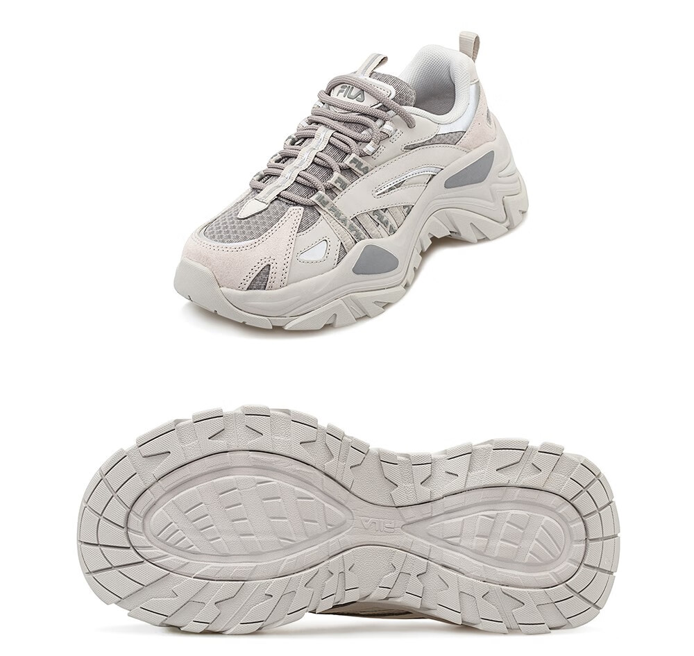 fila fusion斐乐潮牌女子鱼刺老爹鞋个性反光潮酷厚底增高运动鞋【先