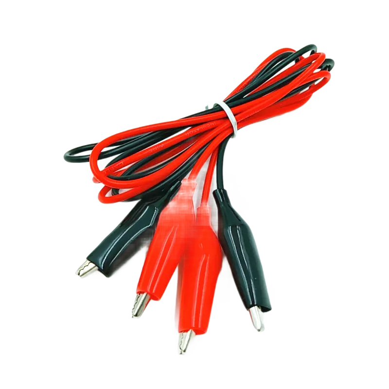 鳄鱼夹带线电线夹子测试线导线双头大号红黑线纯铜线材2线4夹1米 一米