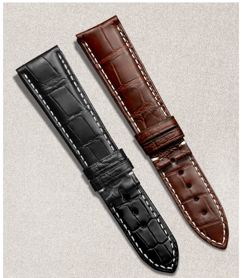 适用百达翡丽双面鳄鱼皮表带男pp原装款真皮手表配件超级复杂功能计时