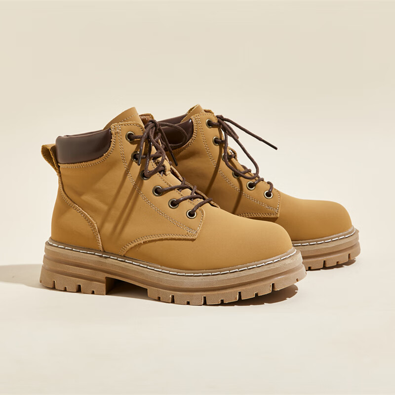 【品牌女鞋】森马时尚新品马丁靴女大黄靴休闲女2022年新款女款春秋单