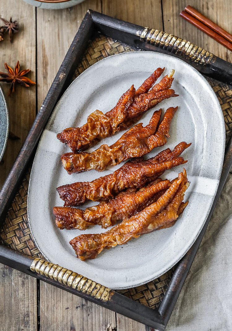 隐谷野茶香味凤爪网红虎皮鸡爪子五香卤味熟食解馋小零食200g茶香原味