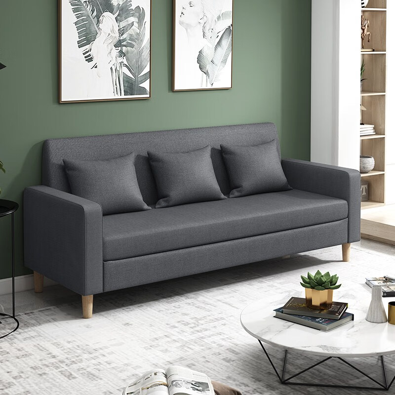 客厅双人三人沙发小户型沙发出租屋公寓经济小沙发 草绿色( 海绵)坐垫