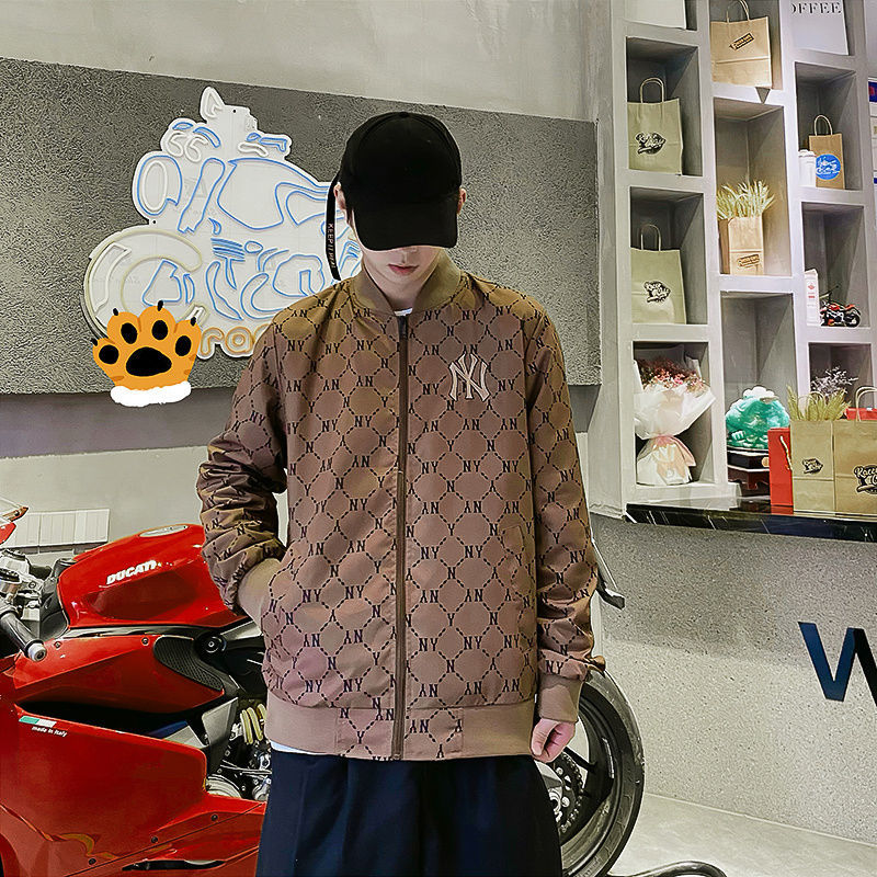 ny棒球服女日式春秋季男纽约洋基队夹克情侣款刺绣老花满印花外套