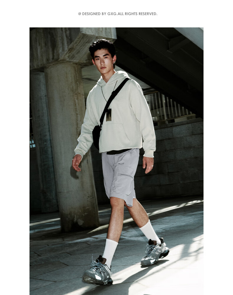 gxg【杨鸣同款】男装 双色微廓连帽男士卫衣 2022年秋季新款户外系列