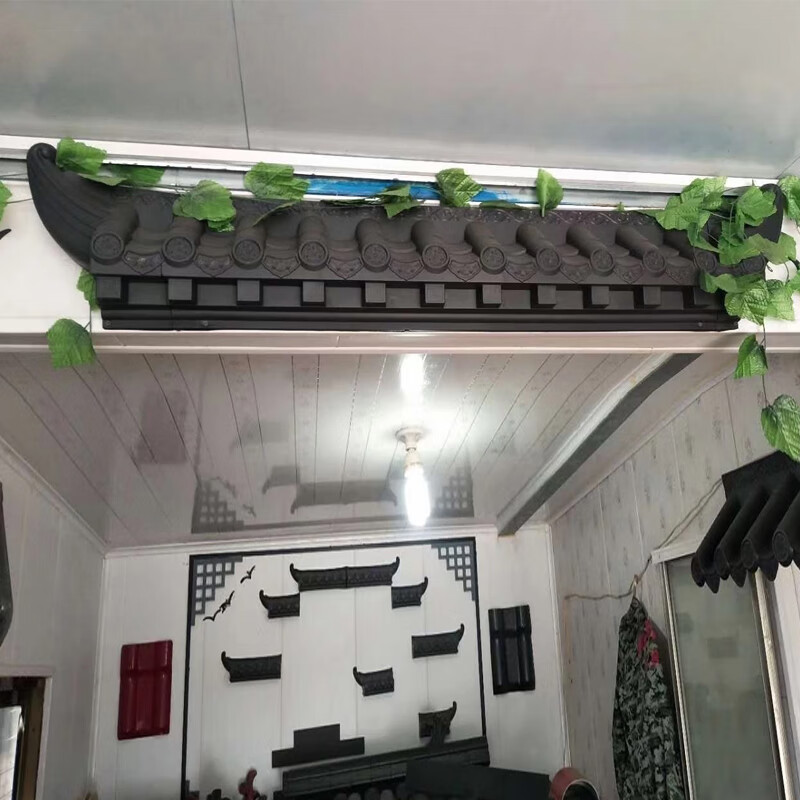 一体仿古屋檐琉璃瓦室内装饰立体屋檐复古新中式背景墙树脂塑料瓦 深