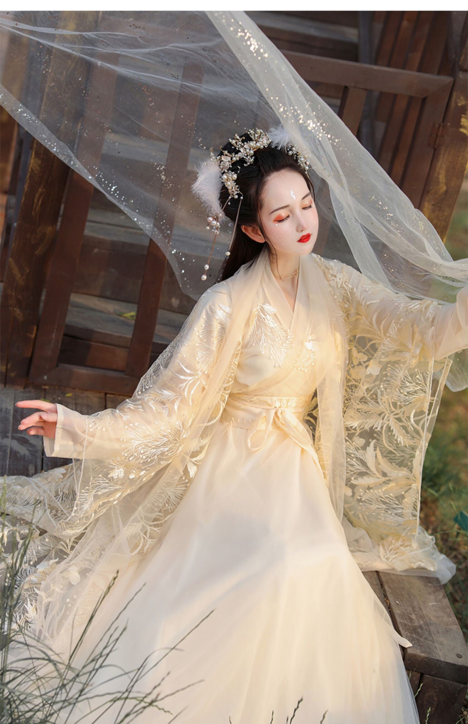 汉服女秋款原创2022新款魏晋制中国风仙气飘逸超仙改良古装连衣裙 月