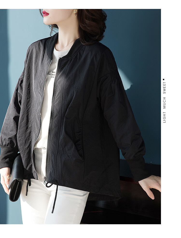 菲姿女装品牌同款女装2021年秋装韩版棒球领开衫薄前短后长 风衣女