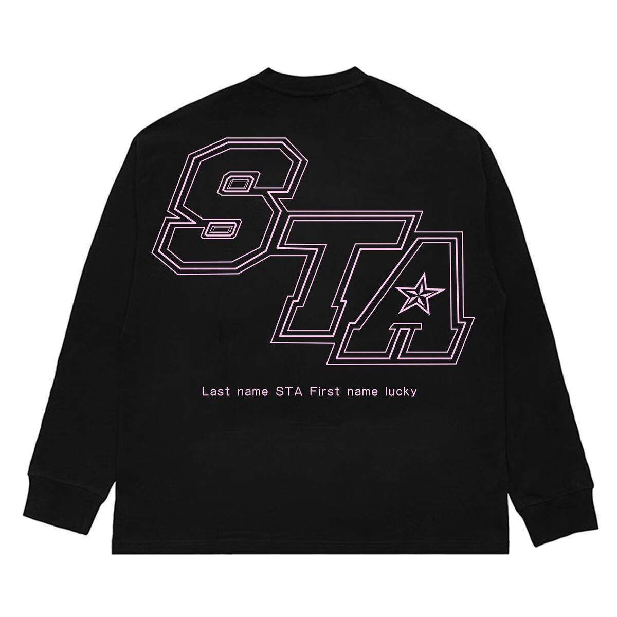 禾佳成sta 国潮牌基础星标简约字母长袖t恤男秋冬街头情侣上衣打底衫