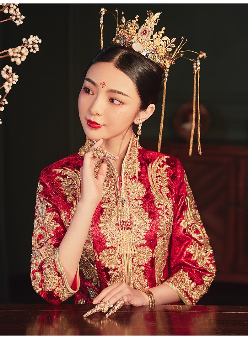 枝己zeimssmm秀禾服新娘2022新款古装婚纱结婚礼服敬酒服婚礼服影楼