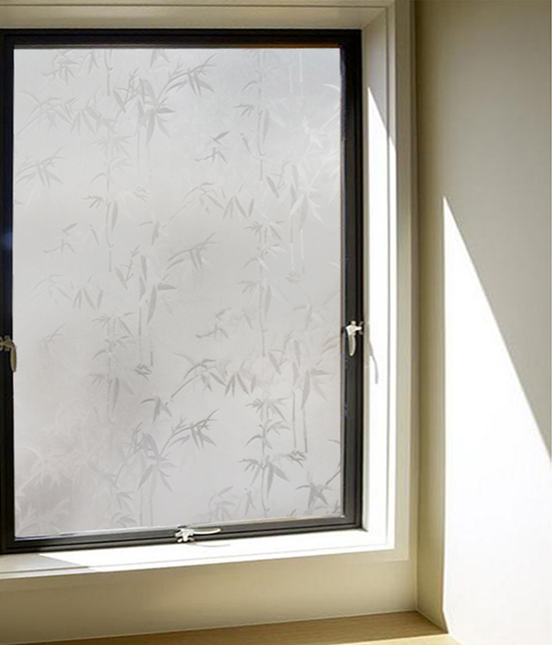 带胶磨砂玻璃贴膜竹叶贴纸窗户移门阳台玻璃透光半透明自粘玻璃贴