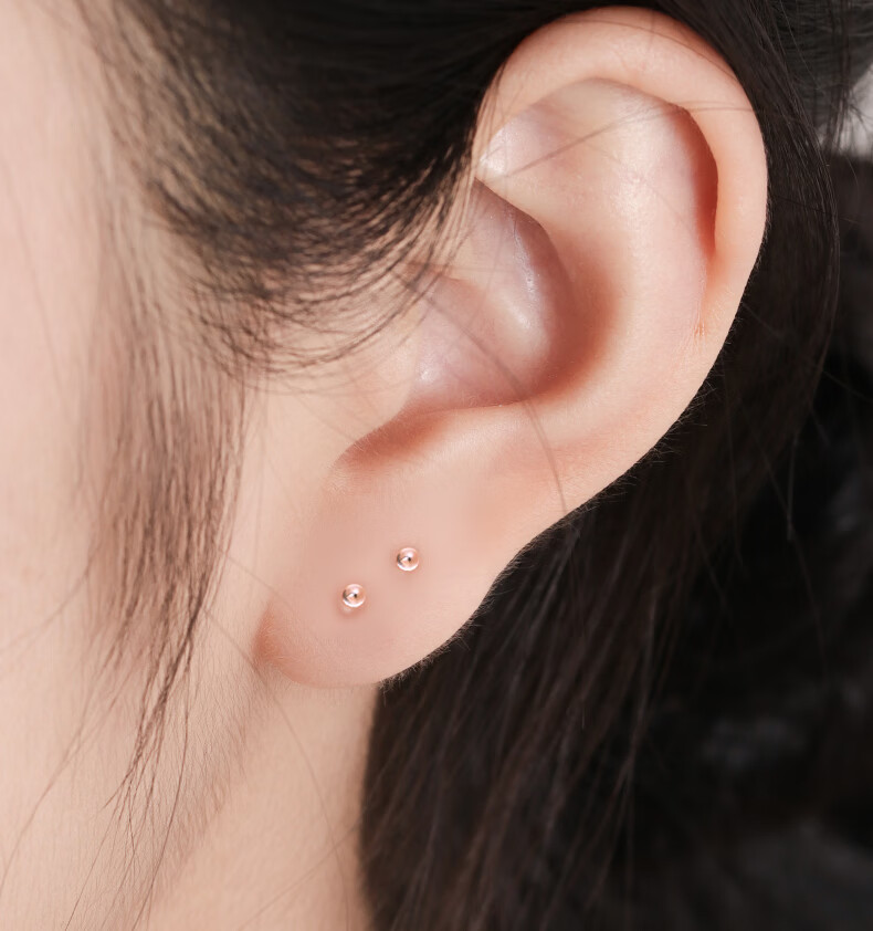 耳棒耳洞透明耳棒树脂耳钉女隐形学生塑料耳棍防堵针 圆头款2对装(针