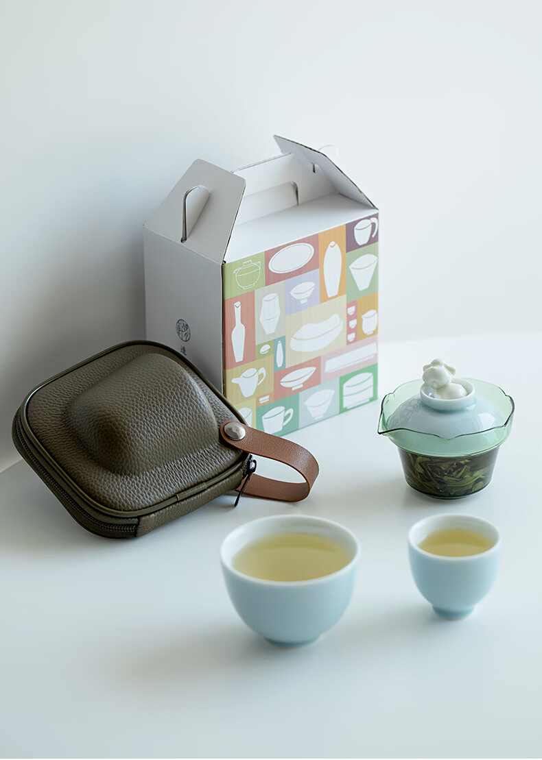 德国进口品质快客杯创意可爱动物猫咪旅行茶具便携一壶二杯泡茶器 天