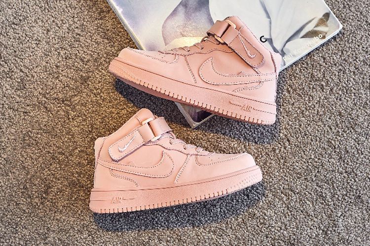 aj真皮高帮板鞋百搭男童休闲运动鞋2022女童春秋新款小白鞋潮 银色