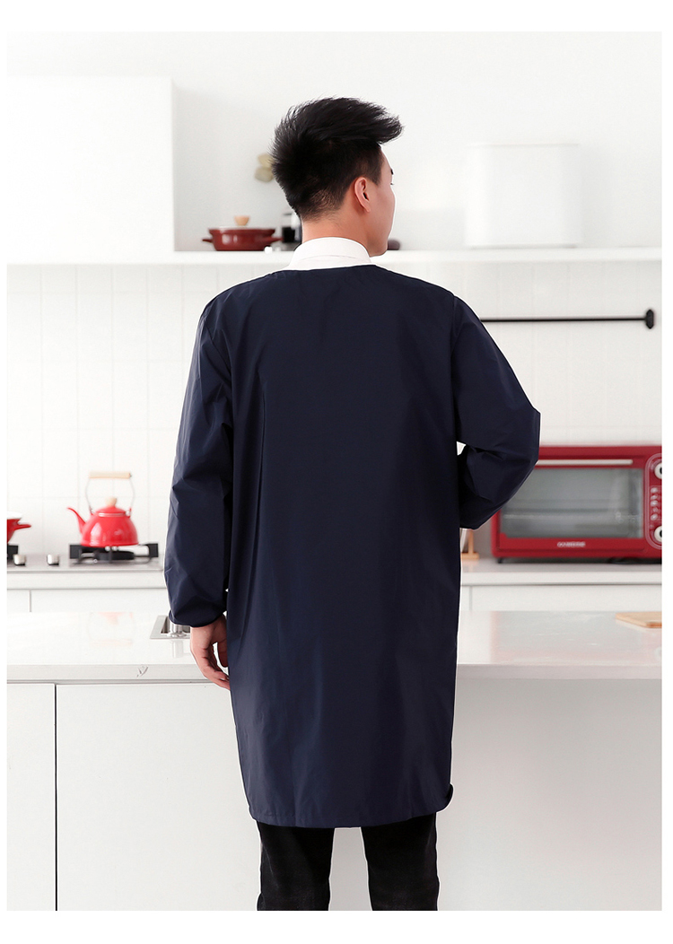 男士防水罩衣大人时尚工作服外套家用厨房防油冬长袖围裙定制loo黑色